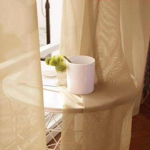 MIULEE Taupe Brown Solid Sheer Curtains Elegant Grommet Window Voile Panels Drapes Treatment 2 Panels - Miulee
