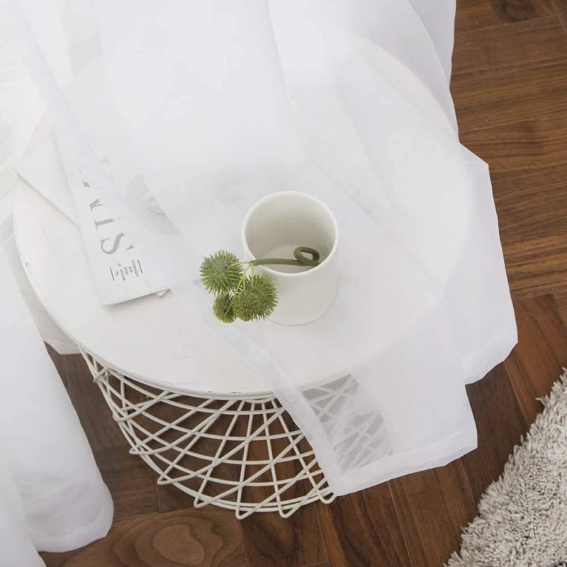 White Solid Sheer Curtains Grommet