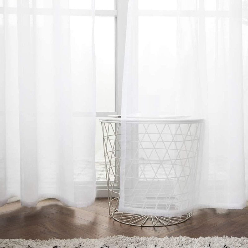 White Solid Sheer Curtains Grommet